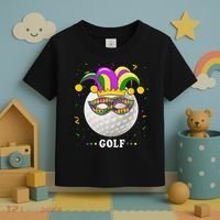 Mardi Gras Golf Costume Mardi Gras Jester Hat Golf Lover Toddler T-Shirt thumb 3