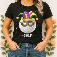 Mardi Gras Golf Costume Mardi Gras Jester Hat Golf Lover Women's T-Shirt thumb 2