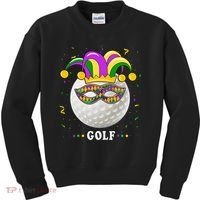 Mardi Gras Golf Costume Mardi Gras Jester Hat Golf Lover Kids Sweatshirt thumb 0