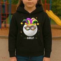 Mardi Gras Golf Costume Mardi Gras Jester Hat Golf Lover Kids Hoodie thumb 3