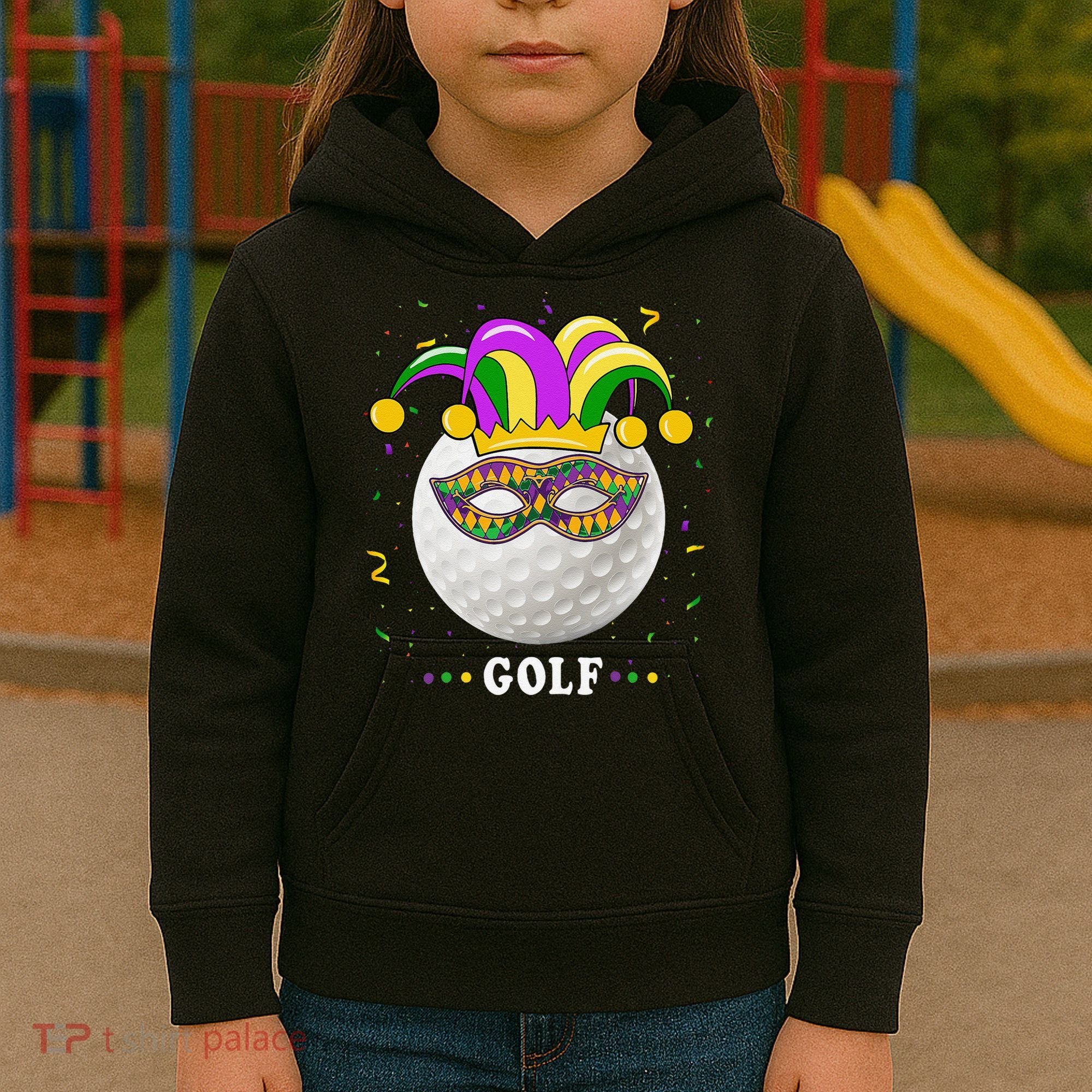 Mardi Gras Golf Costume Mardi Gras Jester Hat Golf Lover Kids Hoodie