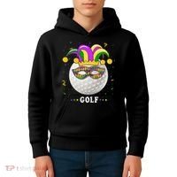 Mardi Gras Golf Costume Mardi Gras Jester Hat Golf Lover Kids Hoodie thumb 4