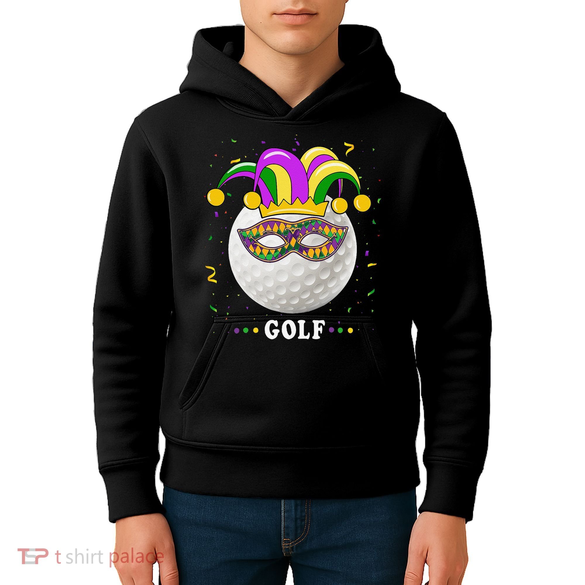Mardi Gras Golf Costume Mardi Gras Jester Hat Golf Lover Kids Hoodie