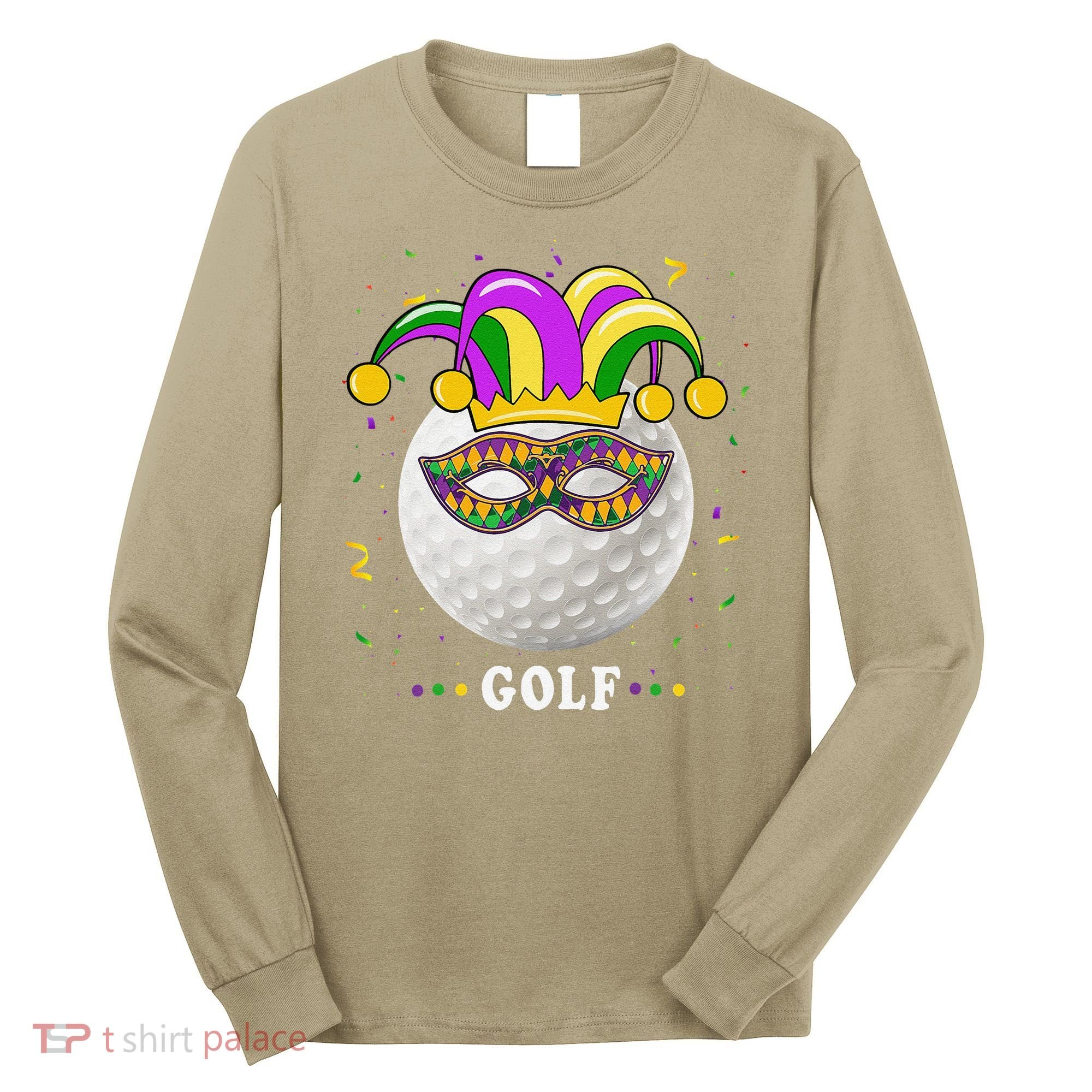 Mardi Gras Golf Costume Mardi Gras Jester Hat Golf Lover Long Sleeve Shirt
