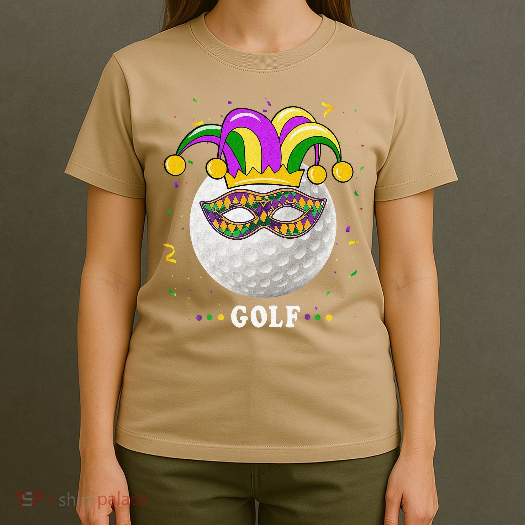 Mardi Gras Golf Costume Mardi Gras Jester Hat Golf Lover T-Shirt