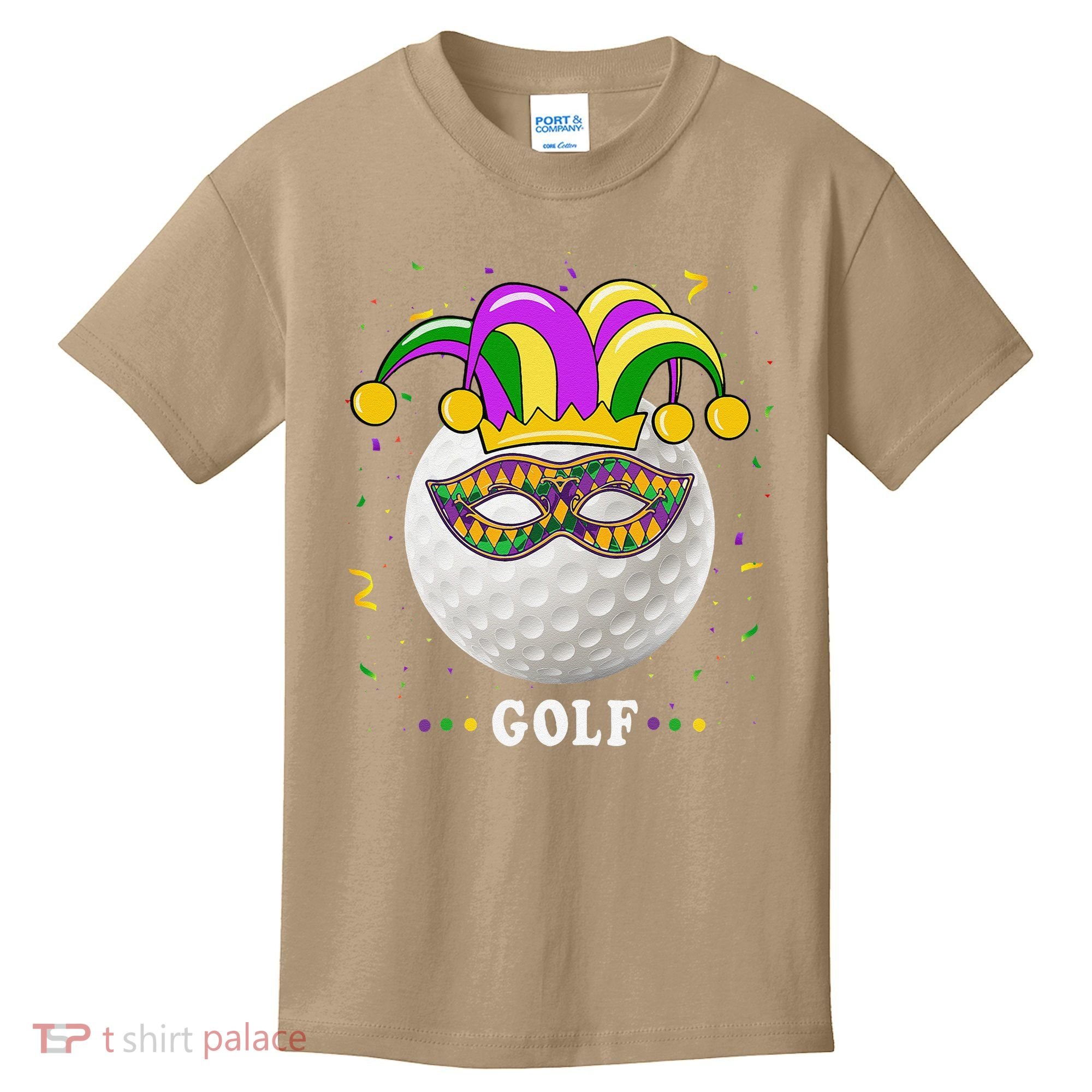 Mardi Gras Golf Costume Mardi Gras Jester Hat Golf Lover Kids T-Shirt