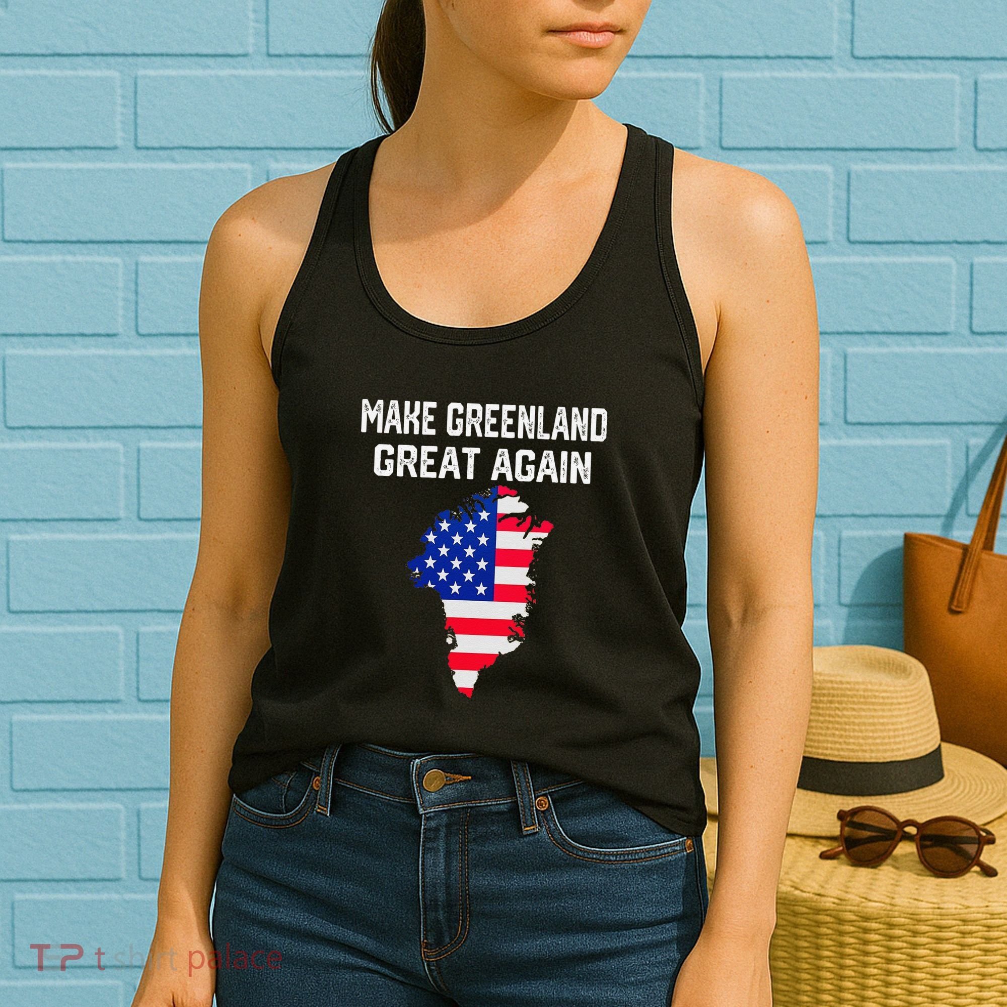 Make Greenland Great Again American Flag Usa Women's Tank Top