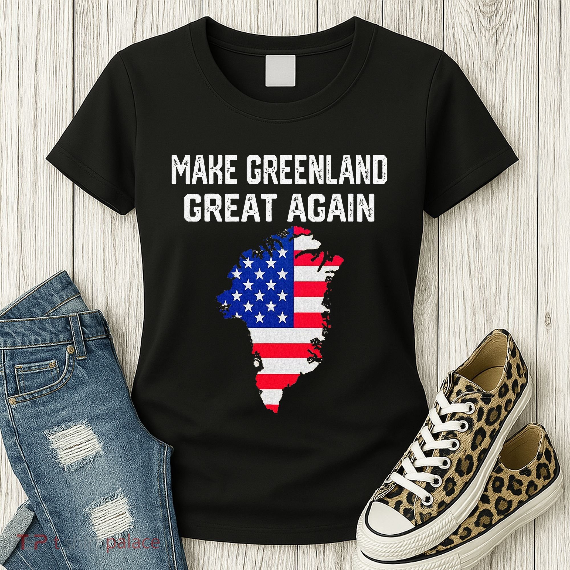 Make Greenland Great Again American Flag Usa Women's T-Shirt