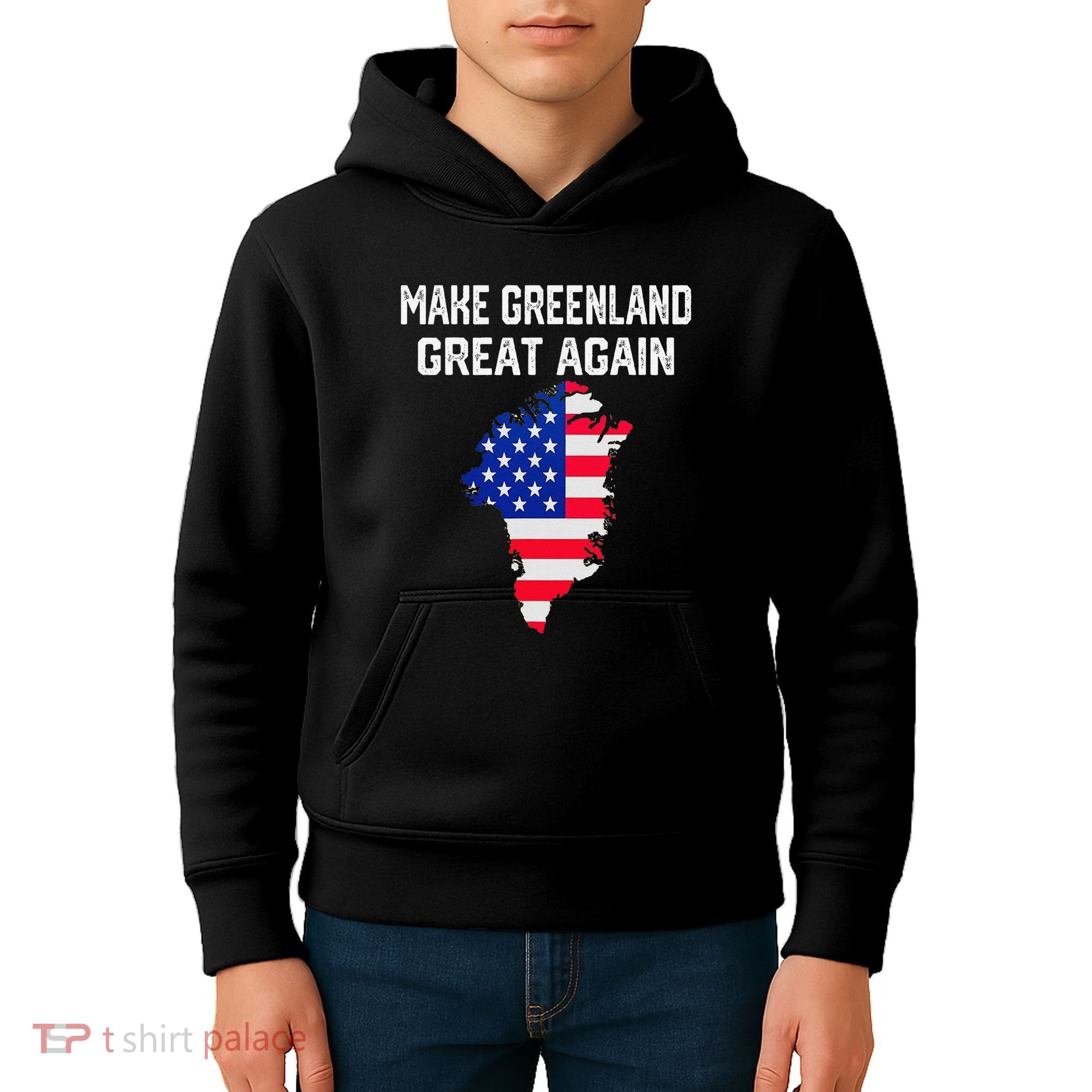 Make Greenland Great Again American Flag Usa Kids Hoodie