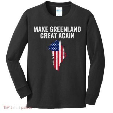 Make Greenland Great Again Trump Meme Gift Kids Long Sleeve Shirt