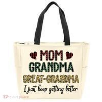 Mom Grandma Great Grandma I Just Keep Getting Better Leopard Tote Bag thumb 0