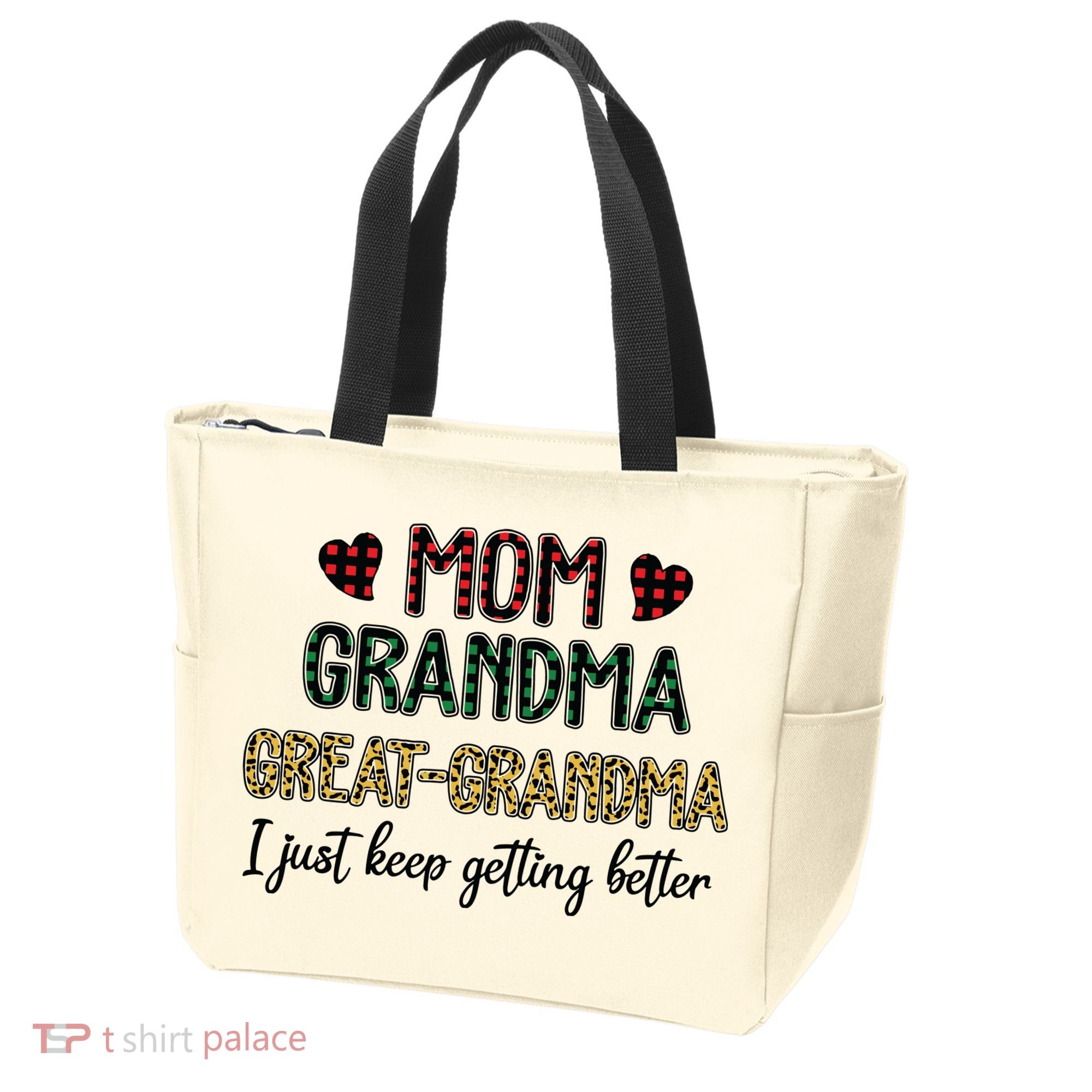 Mom Grandma Great Grandma I Just Keep Getting Better Leopard Tote Bag