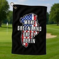 Make Greenland Great Again 51st State Usa Flag Retro Meaningful Gift Golf Towel thumb 1