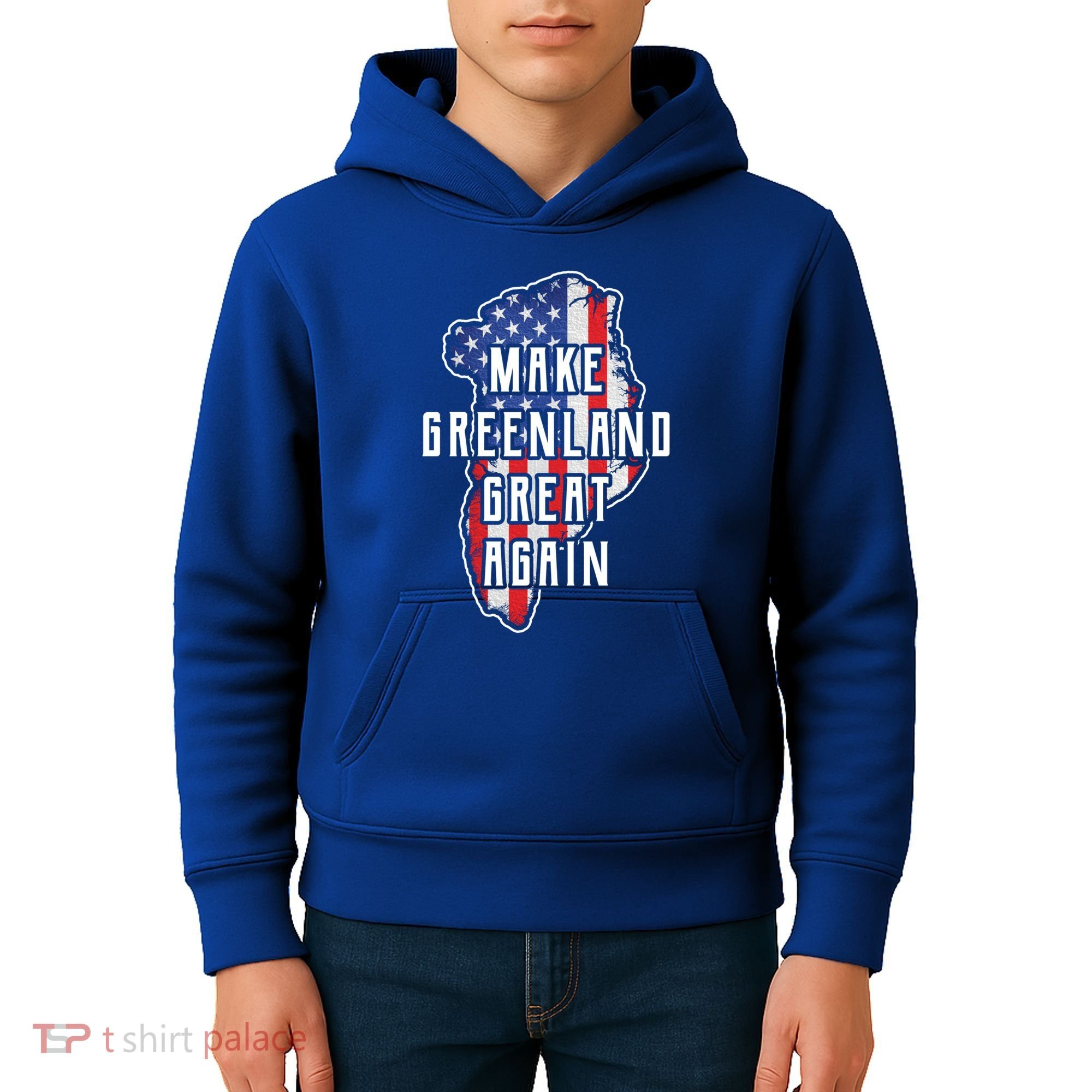 Make Greenland Great Again 51st State Usa Flag Retro Meaningful Gift Kids Hoodie