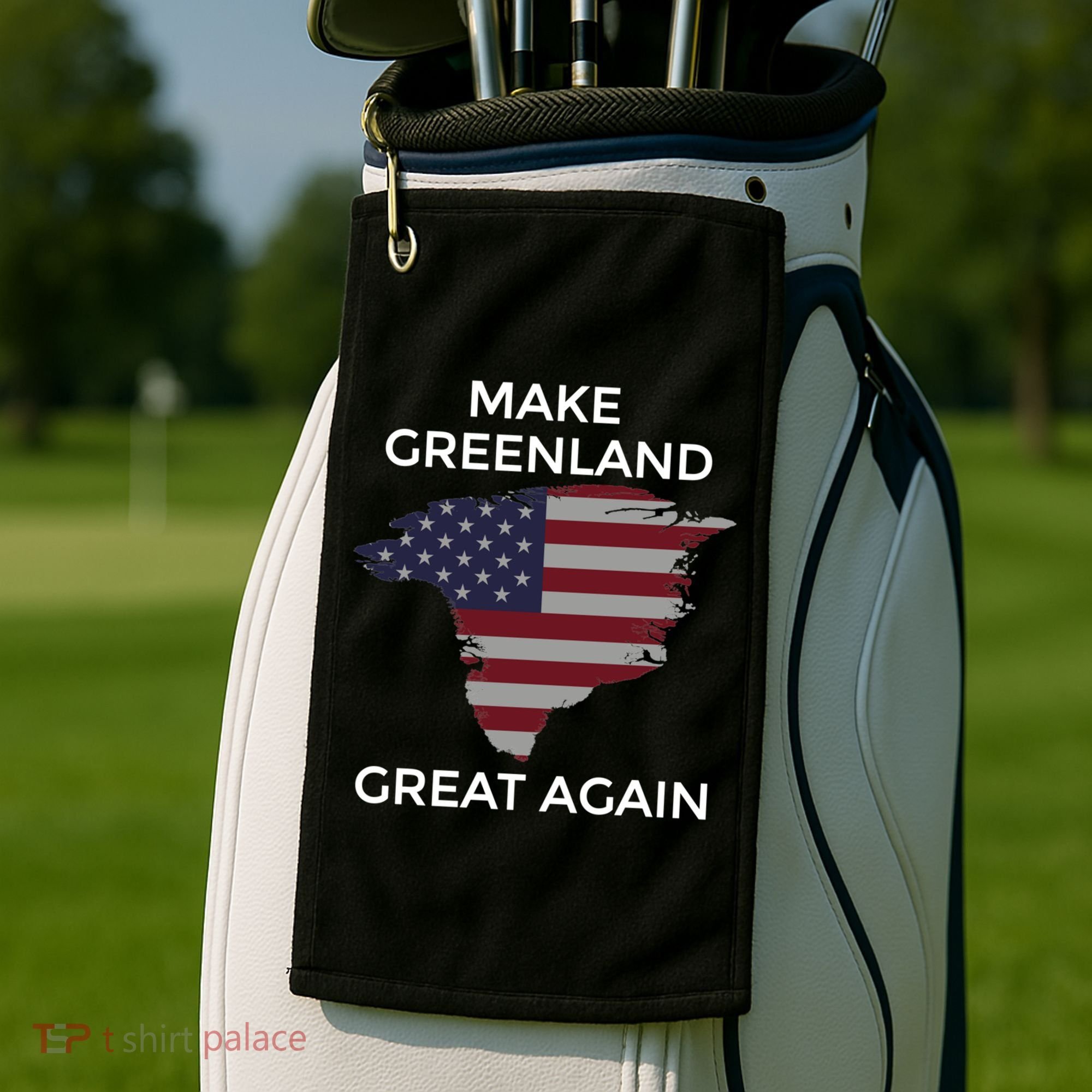 Make Greenland Great Again American Flag Gift Golf Towel