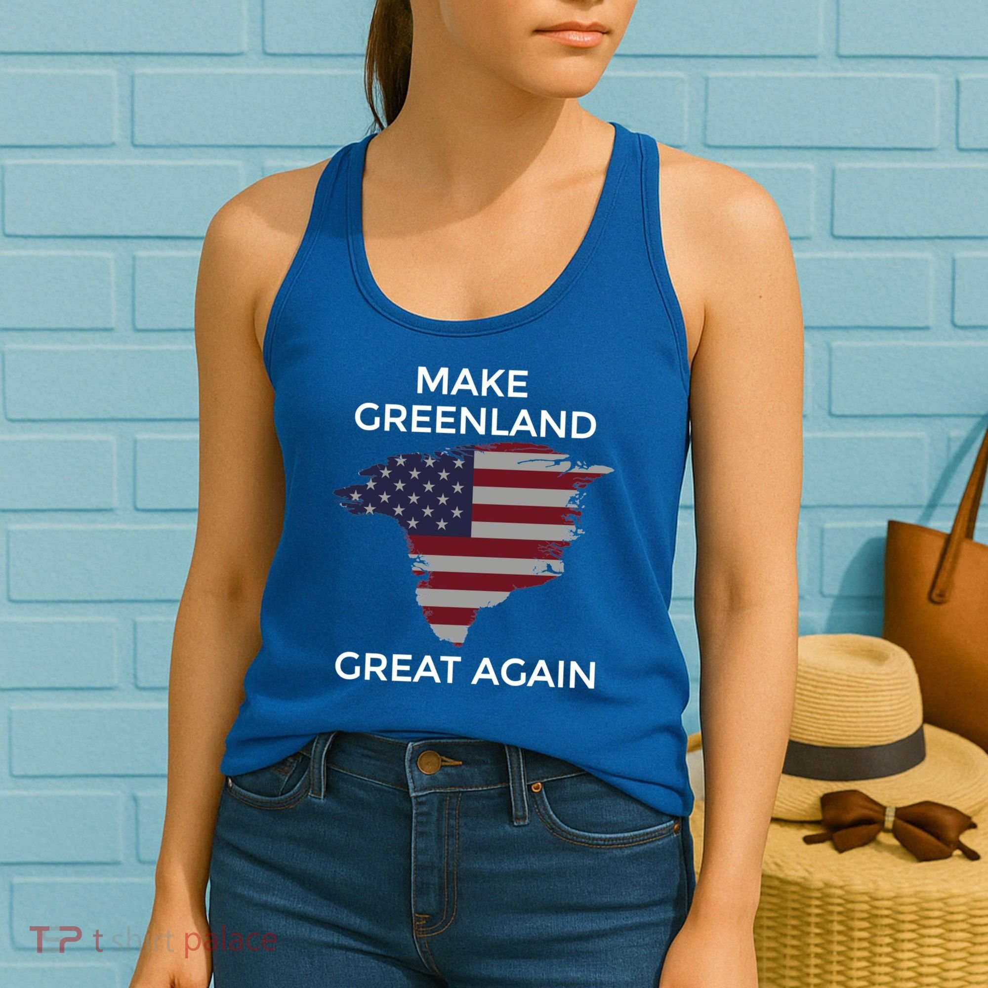 Make Greenland Great Again American Flag Gift Women's Tank Top