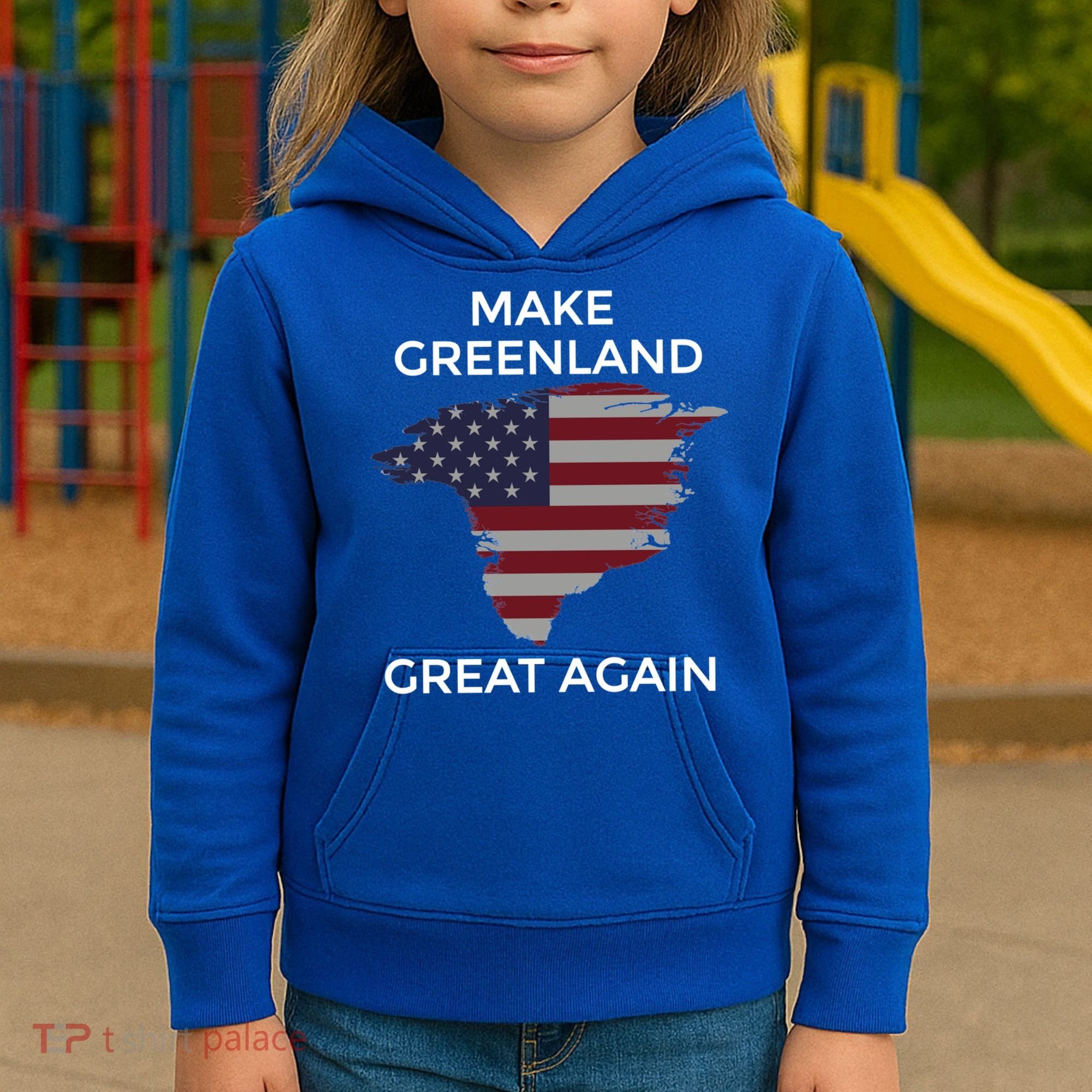 Make Greenland Great Again American Flag Gift Kids Hoodie