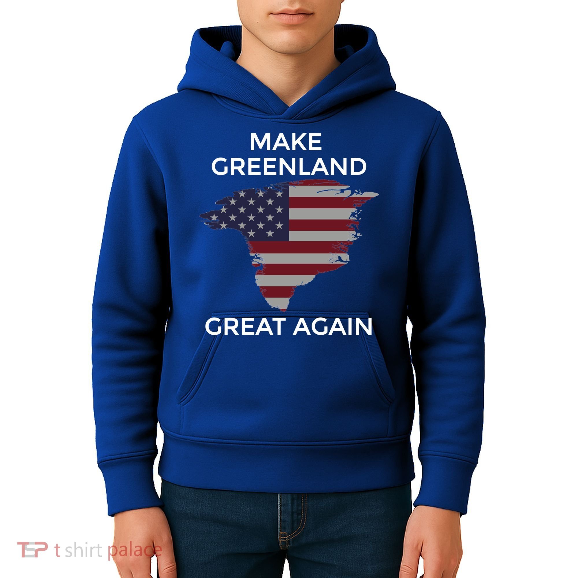 Make Greenland Great Again American Flag Gift Kids Hoodie