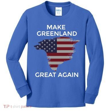 Make Greenland Great Again American Flag Gift Kids Long Sleeve Shirt