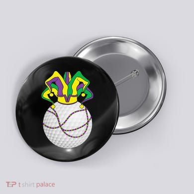 Mardi Gras Golf Jester Hat Funny Festival Party Button
