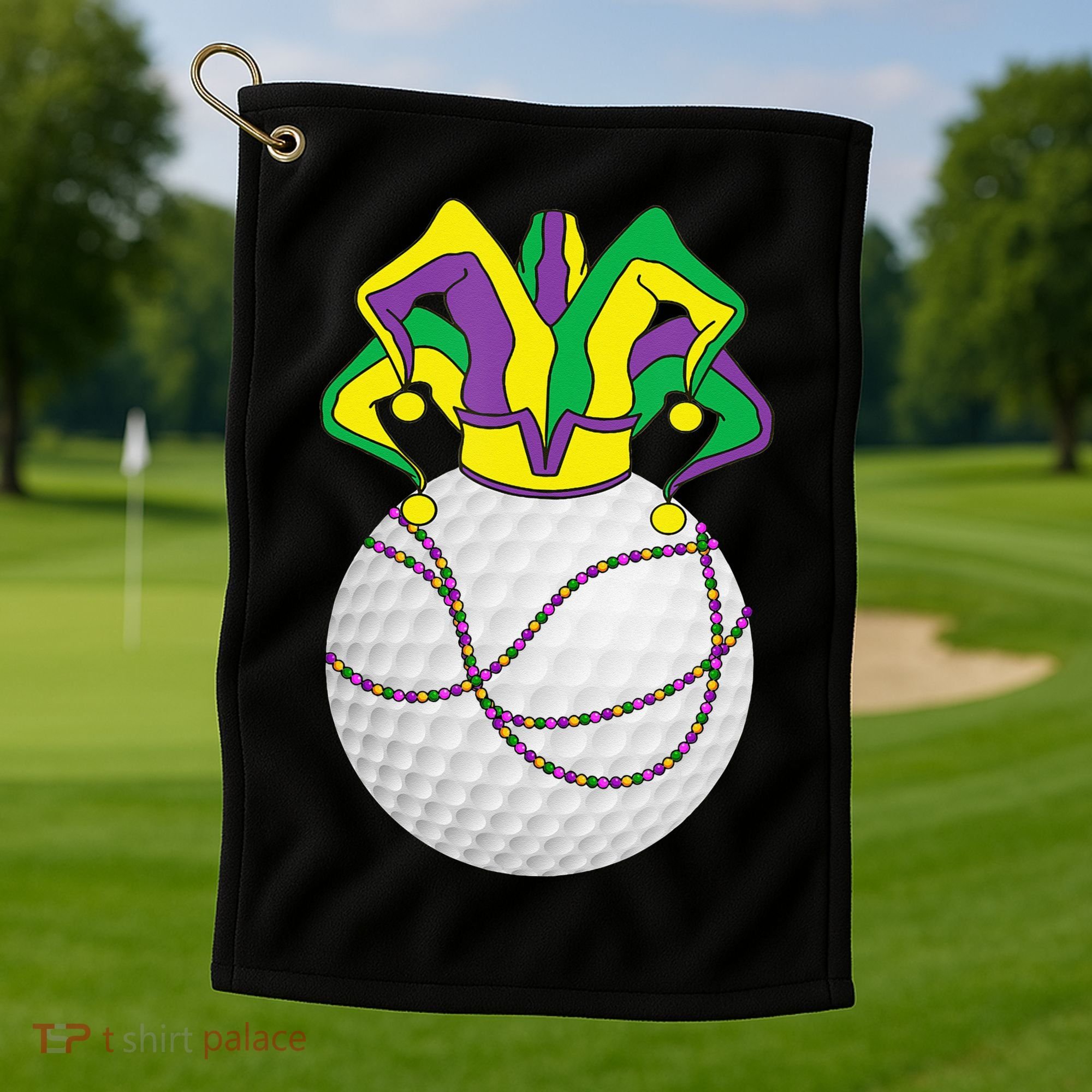 Mardi Gras Golf Jester Hat Funny Festival Party Golf Towel