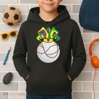 Mardi Gras Golf Jester Hat Funny Festival Party Kids Hoodie thumb 2