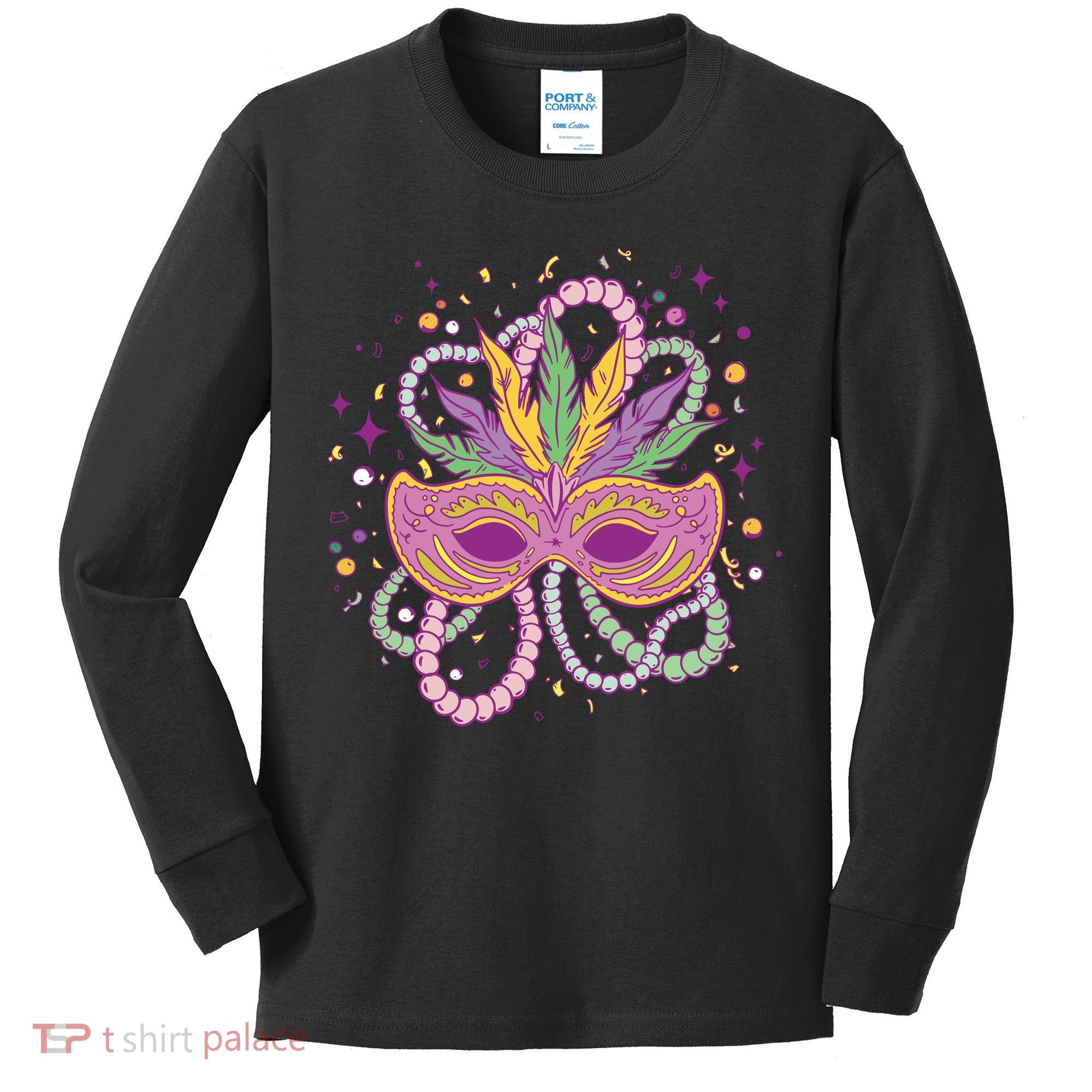 Mardi Gras Holiday Kids Long Sleeve Shirt