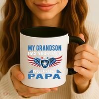 My Grandson Has Your Back Gift Proud Air Force Papa Grandpa Gift Coffee Mug thumb 3