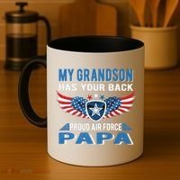 My Grandson Has Your Back Gift Proud Air Force Papa Grandpa Gift Coffee Mug thumb 4