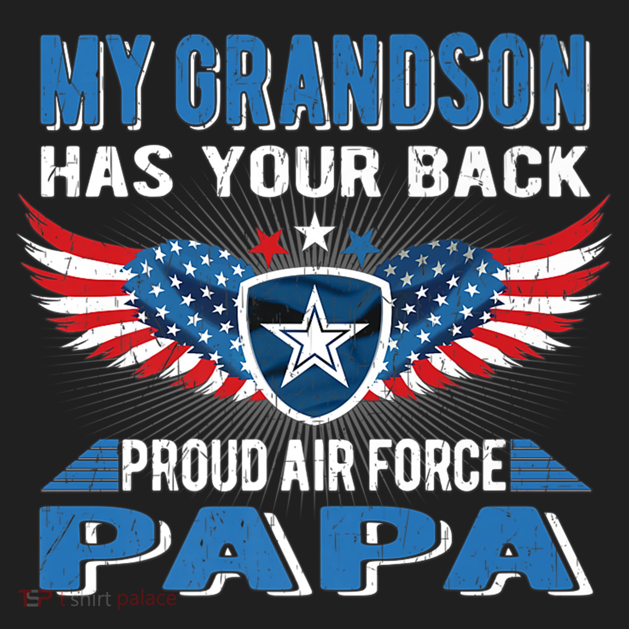 My Grandson Has Your Back Gift Proud Air Force Papa Grandpa Gift Beanie