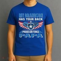 My Grandson Has Your Back Gift Proud Air Force Papa Grandpa Gift T-Shirt thumb 3