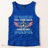 My Grandson Has Your Back Gift Proud Air Force Papa Grandpa Gift Tank Top thumb 2