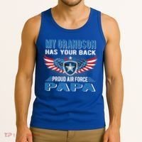 My Grandson Has Your Back Gift Proud Air Force Papa Grandpa Gift Tank Top thumb 3