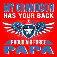 My Grandson Has Your Back Gift Proud Air Force Papa Grandpa Gift Santa Hat thumb 1