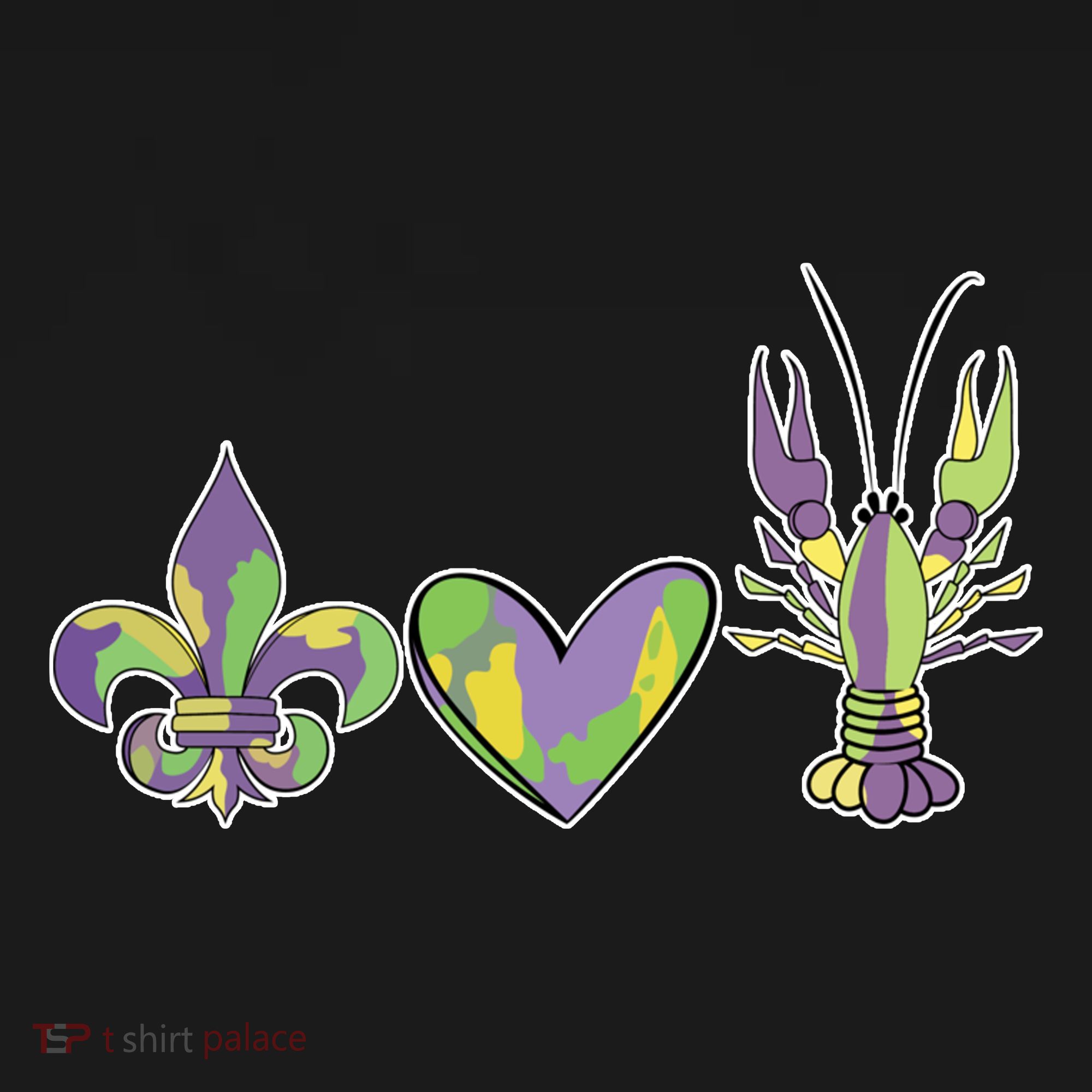 Mardi Gras Heart Crawfish Celebration Doggie Tank