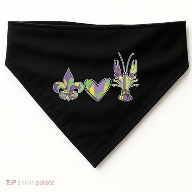 Mardi Gras Heart Crawfish Celebration USA-Made Doggie Bandana