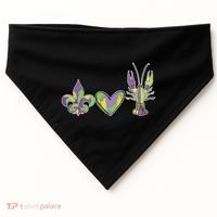 Mardi Gras Heart Crawfish Celebration USA-Made Doggie Bandana thumb 0