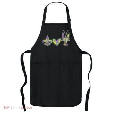 Mardi Gras Heart Crawfish Celebration Apron