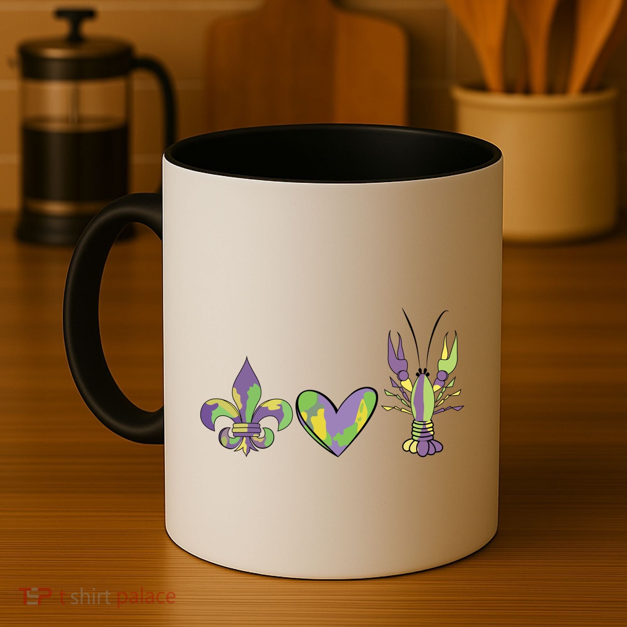 Mardi Gras Heart Crawfish Celebration Coffee Mug