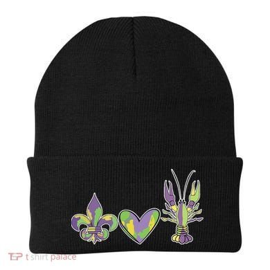 Mardi Gras Heart Crawfish Celebration Beanie