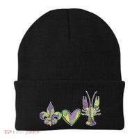 Mardi Gras Heart Crawfish Celebration Beanie thumb 0