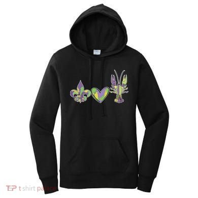 Mardi Gras Heart Crawfish Celebration Women's Hoodie