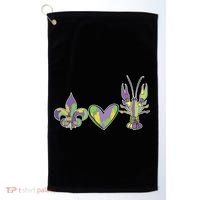 Mardi Gras Heart Crawfish Celebration Golf Towel thumb 0