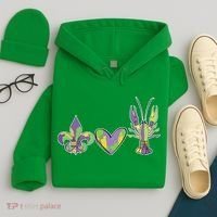 Mardi Gras Heart Crawfish Celebration Hoodie thumb 4