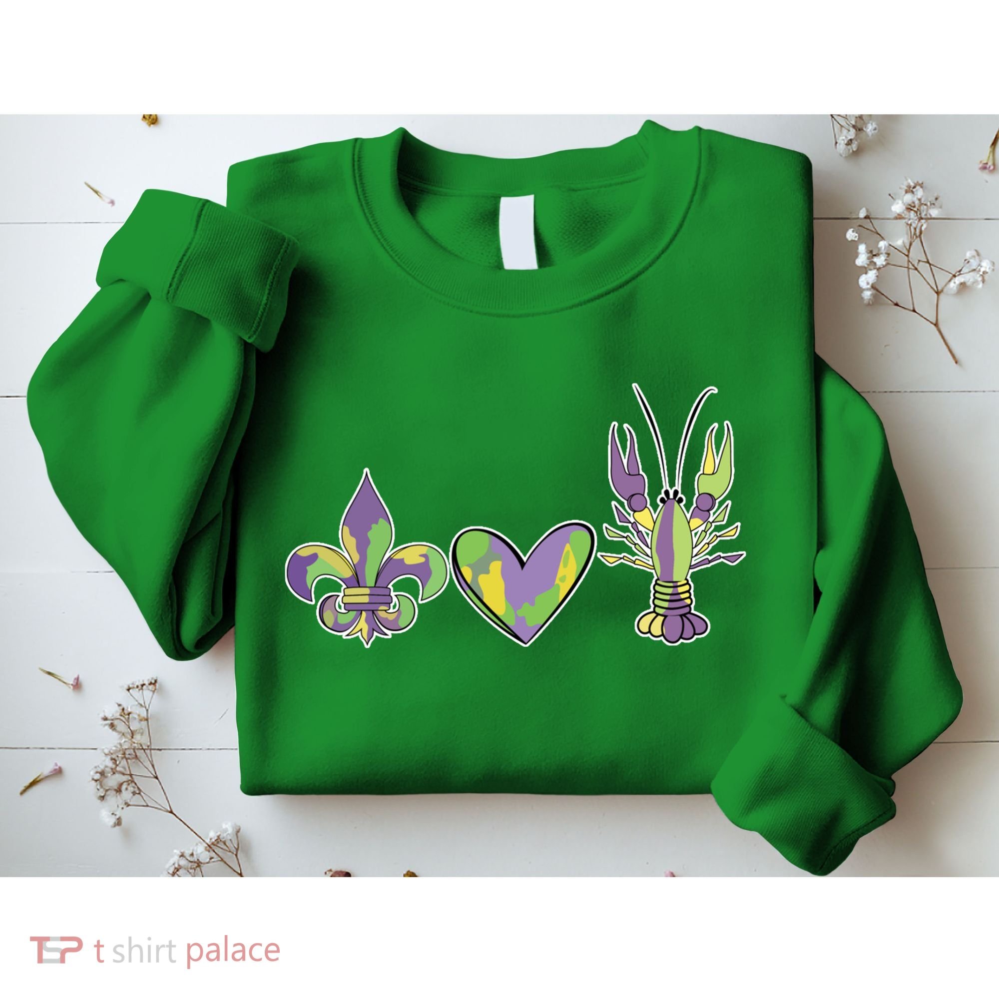 Mardi Gras Heart Crawfish Celebration Sweatshirt