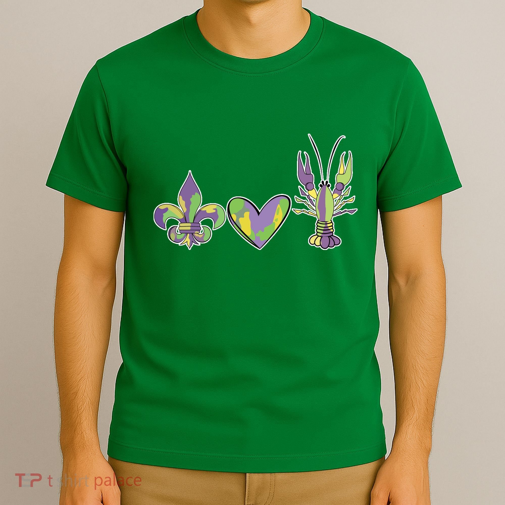 Mardi Gras Heart Crawfish Celebration T-Shirt