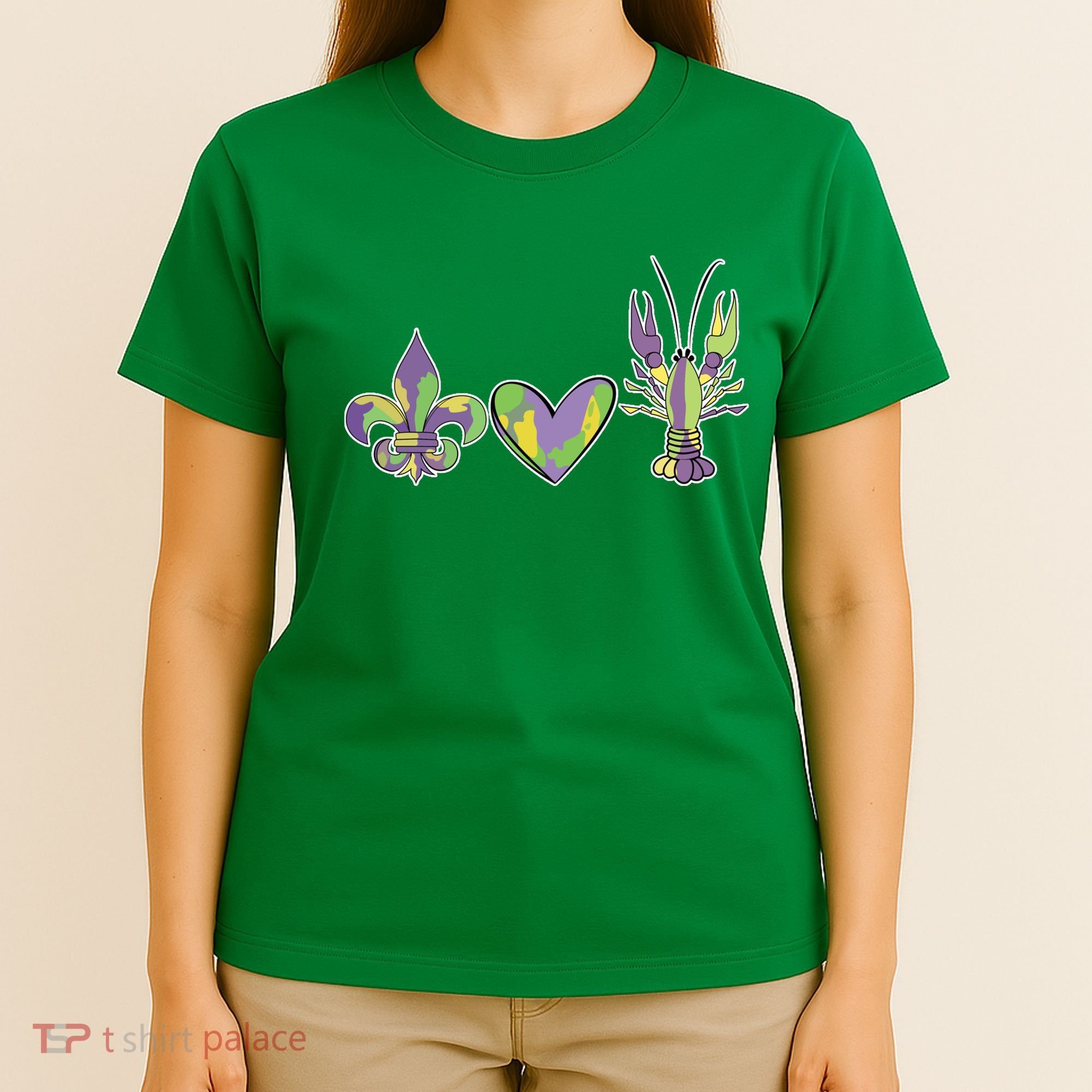 Mardi Gras Heart Crawfish Celebration T-Shirt