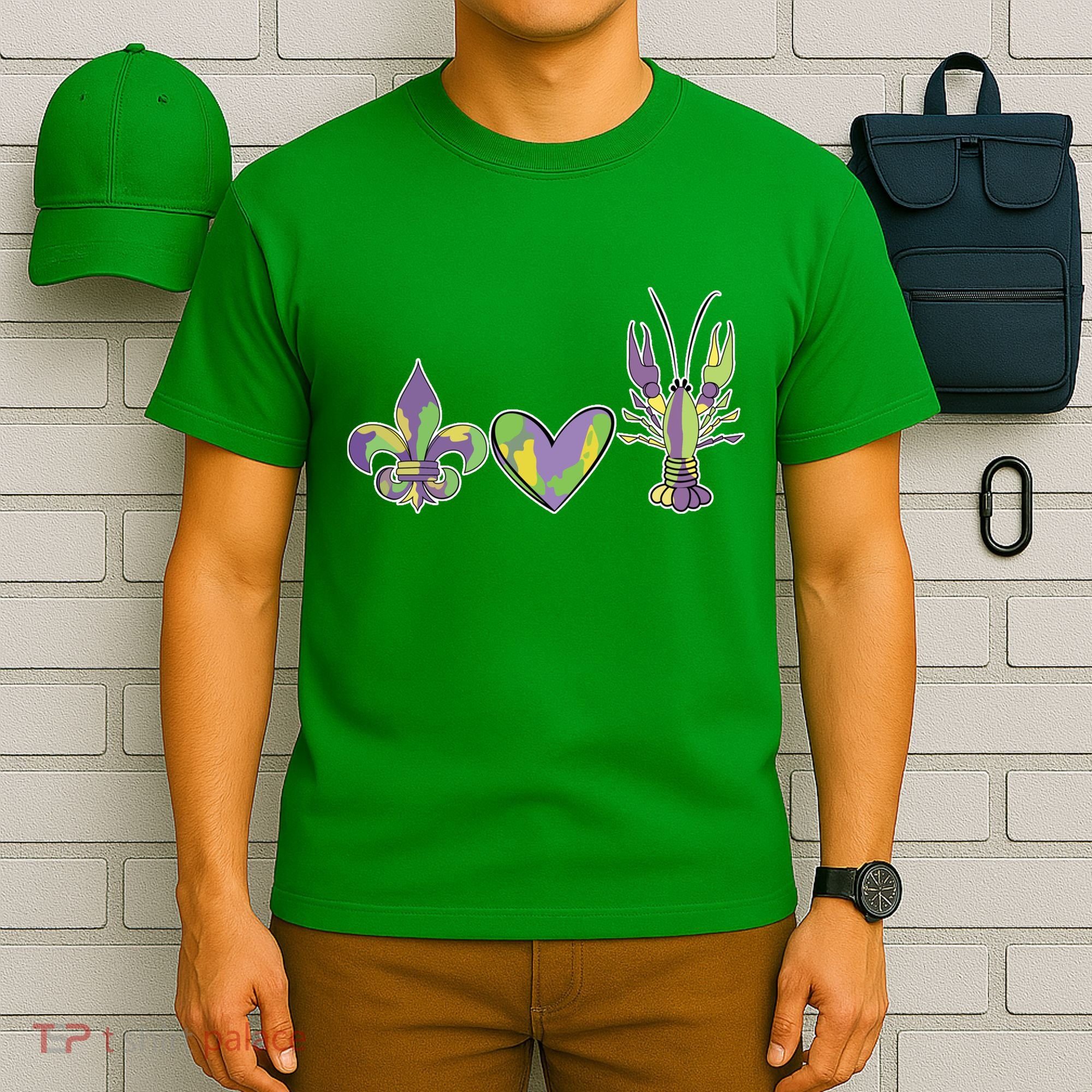 Mardi Gras Heart Crawfish Celebration T-Shirt