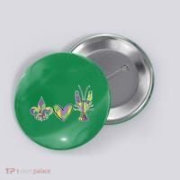 Mardi Gras Heart Crawfish Celebration Button thumb 0