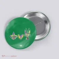 Mardi Gras Heart Crawfish Celebration Button thumb 0